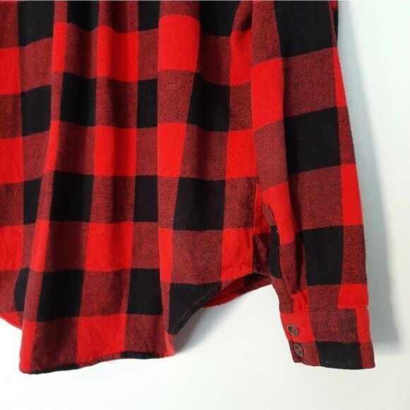 FOREVER 21 Classic Flannel Buffalo Check Plaid Button Down Shirt Red Black Sz S - Picture 11 of 13